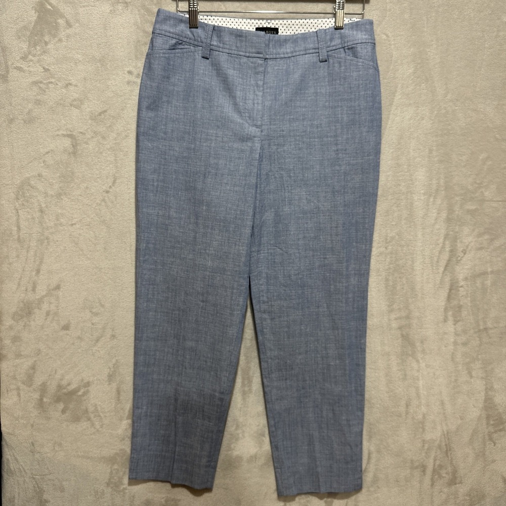 Talbots Perfect Crop Pants Women's 6 Blue‎ High Rise Tapered Leg Cotton Pockets